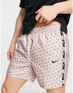 Пыльно розовые шорты с лентами и сплошным принтом логотипа Repeat Pack Nike