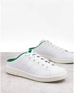 Белые кроссовки мюли с зеленой вставкой из экологичных материалов Stan Smith Adidas originals
