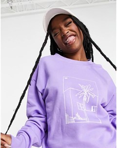 Фиолетовый свитшот свободного кроя с графическим принтом Adidas originals