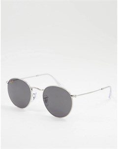 Серебристые мужские солнцезащитные очки в круглой оправе Rayban 0RB3447 Ray-ban®