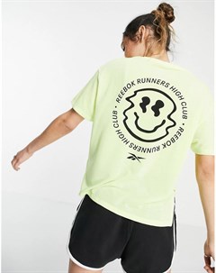 Лаймовая футболка с графическим принтом Running Tech Reebok