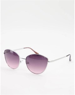 Серебристые солнцезащитные очки кошачий глаз с фиолетовыми линзами Clarissa Accessorize