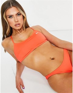 Оранжевый бикини топ со спиной борцовкой Nike swimming