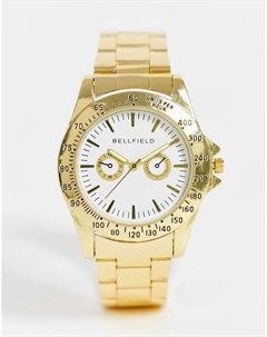Золотистые мужские часы браслет с циферблатом Bellfield