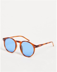 Солнцезащитные очки унисекс в круглой оправе рыжего цвета с черепаховым дизайном Pause Aj morgan
