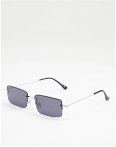 Квадратные солнцезащитные очки унисекс в серебристой оправе с черными стеклами Jeepers peepers