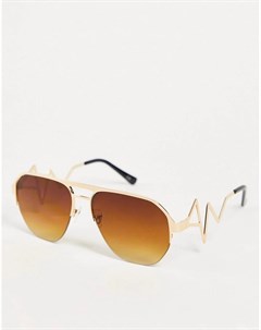 Золотистые солнцезащитные очки с отделкой на оправе Jeepers peepers