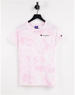 Розовая футболка с принтом тай дай Champion