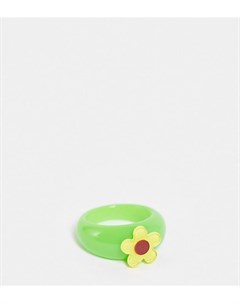 Пластиковое зеленое кольцо с желтым цветком ASOS DESIGN Curve Asos curve