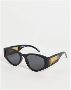 Черные круглые солнцезащитные очки в стиле унисекс с желтой вставкой на дужке Cobain2 Spitfire