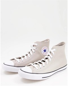 Светло бежевые высокие кожаные кеды Chuck Taylor All Star Converse