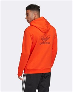 Худи оранжевого цвета с принтом на спине Adidas originals