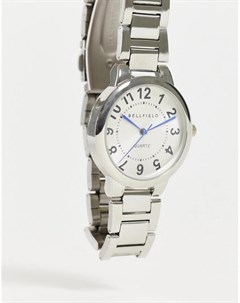 Женские серебристые часы с белым циферблатом Bellfield