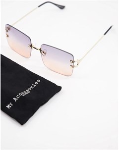 Квадратные солнечные очки без оправы с двухцветными линзами London My accessories