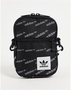 Черная фестивальная сумка со сплошным принтом монограммы Adidas originals