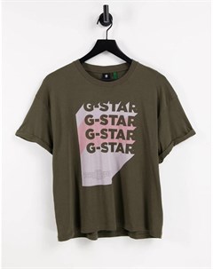 Зеленая футболка с графическим логотипом G-star