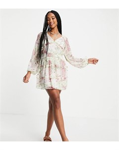 Платье мини с цветочным принтом и оборками Inspired Reclaimed vintage