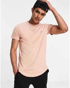 Длинная футболка пыльно розового цвета с необработанными краями Le breve