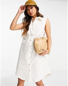Белое платье рубашка мини из органического хлопка без рукавов Y.a.s