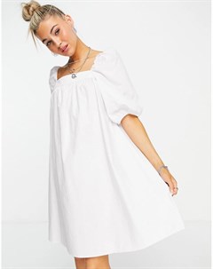 Белое платье с присборенной юбкой из поплина Object