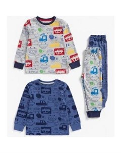 Пижамы Машинки 2 шт серый синий Mothercare