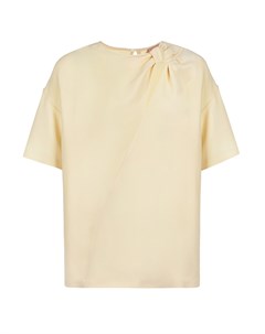 Бежевая блуза с защипом на плече No21