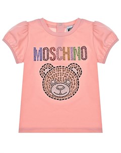 Розовая футболка со стразами Moschino
