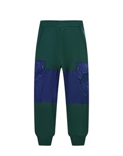 Зеленые спортивные брюки с синими вставками Moncler