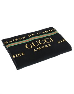 Черный плед из велюра с логотипом детский Gucci