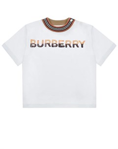 Белая футболка с двухцветным логотипом детская Burberry