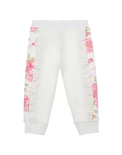 Белые спортивные брюки с принтом розы Monnalisa