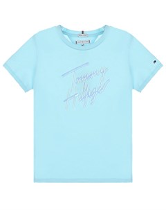 Голубая футболка с логотипом Tommy hilfiger