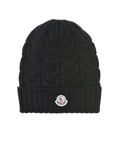 Черная шапка из шерсти с отворотом Moncler