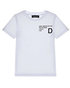 Белая футболка с контрастным принтом Diesel