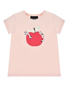 Розовая футболка с принтом яблоко Emporio armani