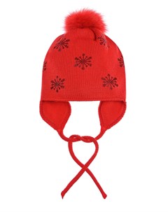 Красная шапка со снежинками из страз Catya