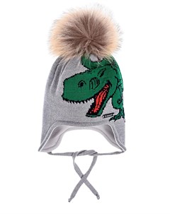 Серая шапка с декором динозавр Il trenino