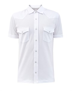 Рубашка из легкого хлопкового пике с перламутровой фурнитурой Eleventy