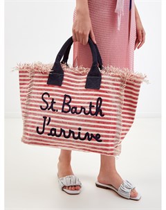 Текстурированная сумка в полоску с вышивкой и бахромой Mc2 saint barth