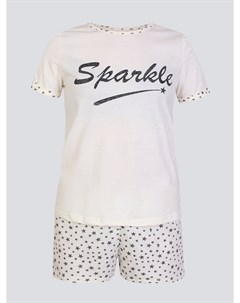 Пижама Котмаркот Sweet home Sparkle футболка и шорты светло бежевая Filorosso