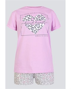 Пижама Котмаркот Sweet home футболка и шорты розовая Filorosso