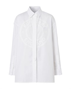 Белая рубашка оверсайз с логотипом Burberry