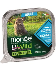 Корм для кошек BWild Grain Free анчоусы с овощами 100 г Monge