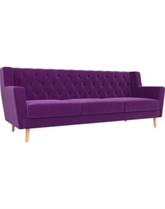 Кухонный прямой диван Брайтон Люкс 3 х местный микровельвет фиолетовый Артмебель