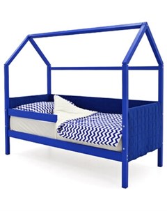 Детская кровать домик мягкий Svogen синий бортик ограждение Бельмарко