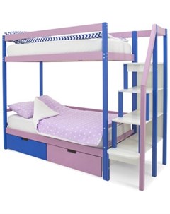 Детская двухярусная кровать Svogen синий лаванда ящики 1 синий 1 лаванда Бельмарко
