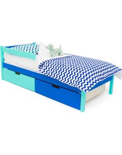 Детская кровать Svogen classic мятно синий ящики 1 мятный 1синий бортик ограждение Бельмарко