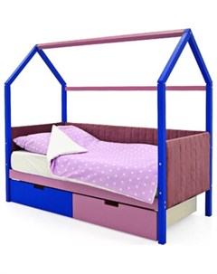 Детская кровать домик мягкий Svogen синий лаванда ящики 1 синий 1 лаванда Бельмарко