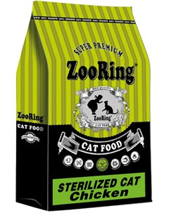 Sterilized Cat Chicken для взрослых кастрированных котов и стерилизованных кошек с цыпленком 10 кг Zooring