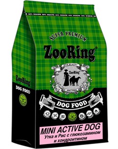Mini Active Dog для активных взрослых собак маленьких пород с уткой и рисом с глюкозамином и хондрои Zooring